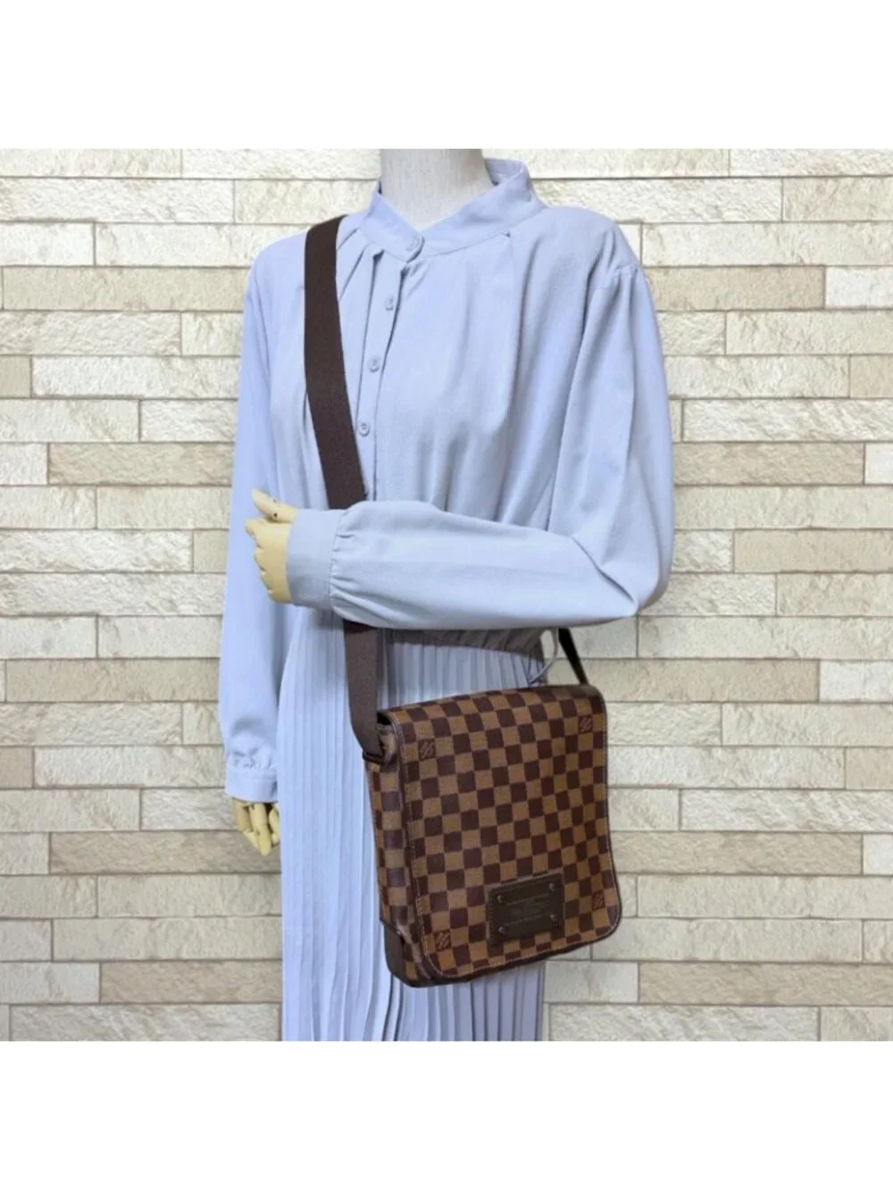 Louis Vuitton Brooklyn PM Damier Shoulder Bag Canvas Brown Vintage